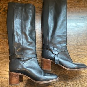 Kate Spade black knee high heeled riding boot size 9